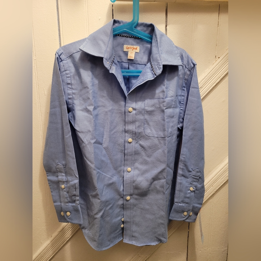Boys Casual Light Blue Button Down Shirt